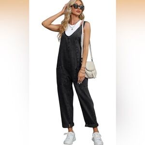 Relaxed Bib Style Overalls in Black - Size Medium